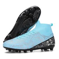 Football Shoes   Unisex Football Boots Lace High Elastic Socks Training Artificial Captain Outdoor Sports Training Football Shoes 33 žalsvai mėlyna