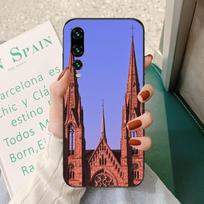 Architektūrinis kraštovaizdis Telefono dėklas Huawei P50 P40 P30 Pro Lite P Smart 2021 2019 Magic 3 Minkštas juodas telefono dangtelis Huawei Magic 3 Pro gray