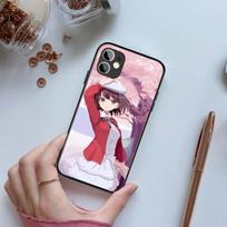 Katou Megumi Saekano telefono dėklas IPhone 14 13 12 11 XS X 8 7 6 Plus Mini Pro Max SE 2022 Juodas PC TPU Stiklinis telefono dėklas iPhone SE 2020-2022 gray