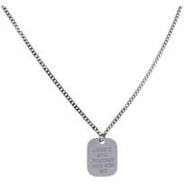 Fashionable and Personalized Hip-hop Trendy Brand Titanium Steel Necklace for Men and Women, Simple Letter Square Pendant, Versatile Long Necklace gray