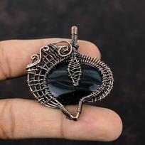 Nellite Pendant Copper Wire Wrapped Pendant Handmade Gemstone Pendant Nellite Jewelry Latest Design Pendant Gift For Her Copper Wire Jewelry black