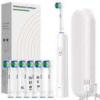 Išmanusis besisukantis elektrinis dantų šepetėlis, įkraunamas besisukantis dantų šepetėlis su 6 šepetėlių galvutėmis, suderinamas su Oral B pakaitine galvute gray