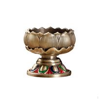 Alloy Tealight Candle Holder Butter Lamp Base Table Centerpiece Delicate Lotus Shape Ghee Aureate beige