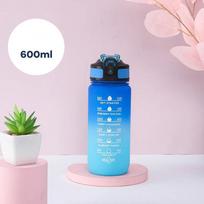 600ML Spalvota plastikinė sportinė vandens gertuvė su laiko žyma Nešiojama vandens gertuvė Daugkartinio naudojimo Puodeliai indai Gėrimo butelis 600ML white