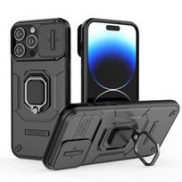 For iPhone 15 14 13 Plus Pro Max Battle Bear Slide Push Window TPU + PC Shockproof Metal Ring Car Magnetic adsorption Stand Back Case Cover Shell For iPhone 13 juoda