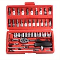 46 vnt. / rinkinys, automatinio remonto įrankių derinys, rankinis techninės įrangos įrankių rinkinys, mašinos remonto lizdo veržliarakčio įrankis 46pcs/set Red Box