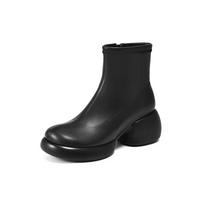 Krazing Pot Microfiber Winter Round High Heels Western Boots Women Zipper Size 43 Street Wear Platform Ankle Boots 34 juoda
