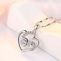 999 Sterling Silver Necklace for Women Korean Style Clavicle Chain Pure Silver Pendant Jewelry Love Love 999