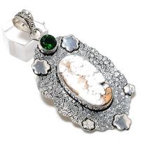 Wild Horse, Peridot Gemstone Handmade 925 Sterling Silver Pendant 2.96  C7R43 white
