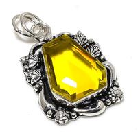Citrine Gemstone Handmade 925 Sterling Silver Jewelry Pendant 1.85  u5U26 yellow