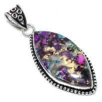 Spiny Oyster Gemstone Handmade 925 Sterling Silver Jewelry Pendant 2.56  s6q62 gray