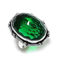 Peridot Gemstone Handmade 925 Sterling Silver Gift Jewelry Ring Size 7.5 F0D60 green