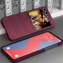 KEYSION Shockproof Case for Samsung Z Flip 3 4 5 6 5G Anti-skid Hard Plastic Phone Back Cover for Galaxy Z Flip 6 5 4 3 5G for Galaxy Z Flip 3 vyno raudonos spalvos