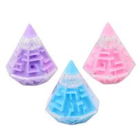 3Pcs 3D Maze Diamond Puzzle Transparent Magic Cube Speed Matching Cube Rolling Ball Game Relieve Stress Toys Children's Educational pink