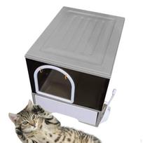 Enclosed Cat Litter Box Drawer Type Tray Bedpan Easy to Use Kitty pilka