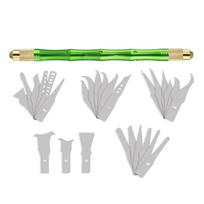 BST-69A+ 28 In 1 Blades CPU IC Chip Glue Remover Knife Motherboard PCB For Mobile Phone BGA Chip Remove Tool Pry žalia