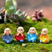 4 spalvų miniatiūrinės vienuolių figūrėlės Bonsai dekoravimui Mini sodo animacinių personažų figūrėlės Statulėlės Modelis Derva Anima Amatiniai papuošalai