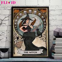 Halloween Witch Magic Girl Witchcraft Nordic Poster Pumpkin Wall Pictures For Living Room Wall Art Canvas Painting No Frame 21*30cm No Frame