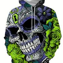 Plus Size Mens Fashion Hoodie - Vibrant 3D Cartoon Cats Print - Comfort-fit Long Sleeve with Drawstring Hood - Soft & Cozy Casual Wear for Big & Tall S