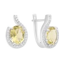 Sidabriniai auskarai su natūraliu žaliu kvarcu 5.125ct, fianitais (2162209) smaragdas