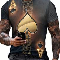 Vibrant Ace Of Spade Pattern 3D Printed Crew Neck Short Sleeve T-Shirt S