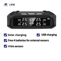 E-ACE automobilių TPMS padangų slėgio stebėjimo sistema automatinio ekrano signalizacijos stebėjimas USB įkrovimo temperatūros įspėjimas su 6 jutikliais K10-external Sensors
