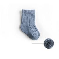 1 pora rudeniškų šiltų kūdikių kojinių berniukui Mergaitei Chic Simplicity Vienspalvės kojinės mažyliui Thicken Fury žieminės kojinės vaikams S gray