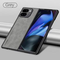 Prabangus retro odos pojūčio dėklas Google Pixel 9 Pro Fold 5G, atsparus smūgiams, matinis silikoninis minkštas dėklas Google 9 Pro Fold pilka