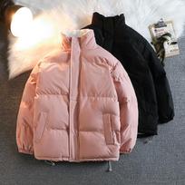 Men's winter new style Hong Kong fashion brand lamb velvet cotton coat plus velvet thickened cotton jacket to keep warm couple bread coat for men S
