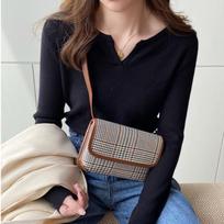Autumn Long Sleeve V-neck Base Knitted Sweater for Women Winter Slim Fit Solid Pullover Sweaters Tops Elegant Casual Warm Fashion Knitwears 24877 One Size juoda