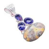 Laguna Lace Agate, Tanzanite 925 Sterling Silver Jewelry Pendant 2.0   AH-3317 2.17 mėlyna