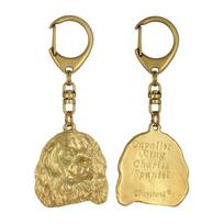 Cavalier King Charles Spaniel - Gilded key ring with dog, handbag decoration, luxury accessory by Art-Dog brand
