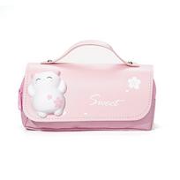 Kawaii Cat Decompression Pencil Case Big Pencil Box Portable Girls Pen Bag Double Layer School Pouch Stationery Pensil Case white