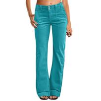 Women's Wide Leg Dress Flare Pants For Women Double Button Mid Waist Pants Trendy Fashion Casual Pants XXL