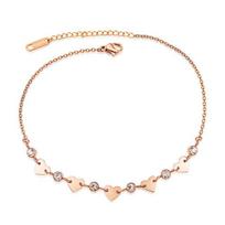 Lokaer Titanium Steel Bohemia Holiday Beach Chain &Link Anklets For Women Girls Trendy Cz Crystal &Heart Charm Anklet A19043 23cm beige
