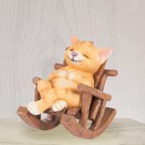 Gyvūno supamojo krėslo figūrėlė Namų dekoro akcentas Yellow Cat beige
