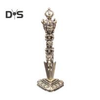 Trijų veidų žalvario Vajra grūstuvės figūrėlė, raižyta budizmo Phurba grūstuvės metalinė statula skulptūra Namų biuro darbalaukio puošmena 1pc gray