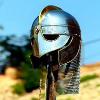 Vikingų šalmas Viduramžių riterio šarvų šalmas Vikingų šalmas Cosplay akcentai Grandininių šarvų šalmas white