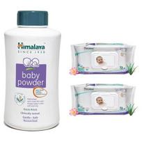 Himalaya kūdikių pudra (700 g) ir Himalaya švelnios servetėlės(2 pakuotės, 72 lapeliai kiekvienoje pakuotėje) white