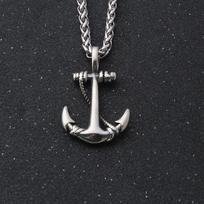 Norse Mythology Viking Chain Necklace Pendant Nautical Surfing Beach Anchor Pendant Necklace Men 7 black