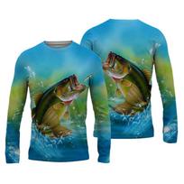 2024 New Fishing Shirts 3D Pinting Tops Fishing Apparel Breathable T-Shirt Long Sleeve Outdoor Sports Crewneck Fishing Shirt S