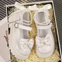 Moteriški laisvalaikio batai Nauji Kawaii perlų grandinėlės Mary Jane moteriški batai Madingi universalūs Lolita mokasinai Lauko sandalai 40 gray