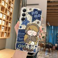 Funny Cartoon Soft Transparent Silicone Case For Samsung A55 A35 M35 M34 S24 Xiaomi Redmi Note 13 Pro 13C Poco M6 Camera Shockproof Protective Cover Redmi 14C 4G white