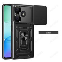 Slenkama kamera dėklas Redmi 13 4G dėklui Stumdomas objektyvo žiedas Stovas Apsauginis dangtelis Xiaomi Redmi 13 4G Smūgiams atsparus Capa for Redmi 13 4G juoda