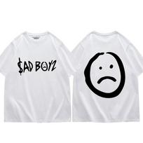 Singer Junior H Sad Boyz Double Sided Print T-shirt Harajuku Hip Hop Oversized T-shirts Men Women Fashion Casual Cotton T Shirts XS balta