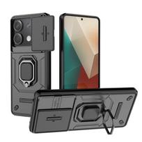 Skirta Xiaomi Redmi Note 13 5G dėklas su slankiojančiu kameros objektyvo apsauginiu žiedu, stoveliu, galiniu telefono dangteliu, skirta Redmi Note13 5G, magnetinis šarvuotas Funda For Redmi Note 13 5G juoda