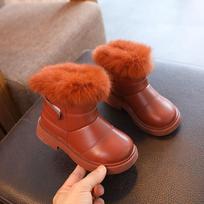 Solid Color Britain Style Girls Casual Boots Plush Winter Soft Baby Boys Short Boots Kids Shoes Children Drop Shipping 21 raudona