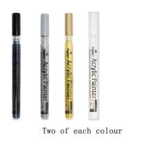 8 Pack in 4 Colors (Black/White/Gold/Silver) Acrylic Paint Markers, Extra Fine for Ceramic, Wood, Metal, Paper, Drawing, DIY juoda