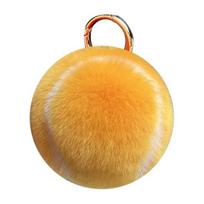 Tennis Ball Plush Keychain Real Rex Rabbit Fur Pendant Novelty Sports Fans Gift Durable Soft Compact Multi-Functional Decoration for Backpack Keys oranžinė