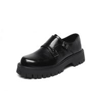Hong Kong Style Black Leather Shoes 45 Casual Men'S Niche Round Head Small Leather Shoes Large Size Casual Shoes Men'S 2138-T 38 juoda